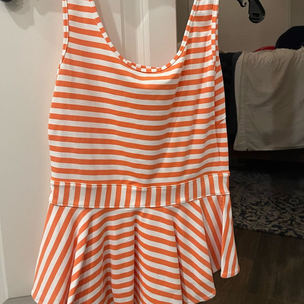 Orange and white striped Bebe top